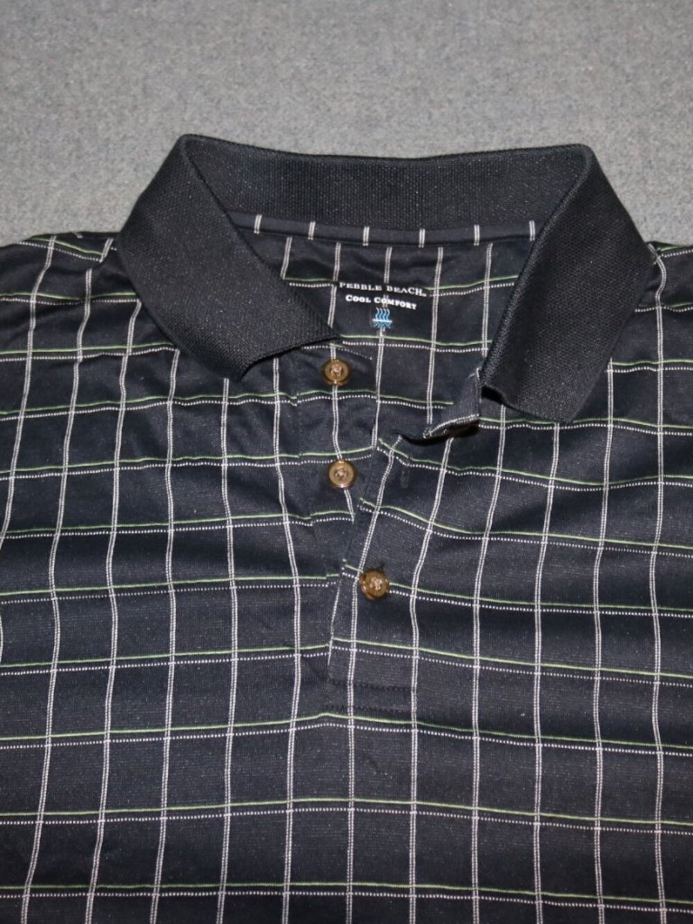 Pebble Beach Polo Shirt Mens Large Black Golf Cool Comfort